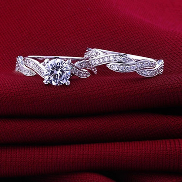 2st/ set Dam Ring Cross Design Dekorativa Smycken Tillbehör Strass Inlagd Ring För Bröllop US 9
