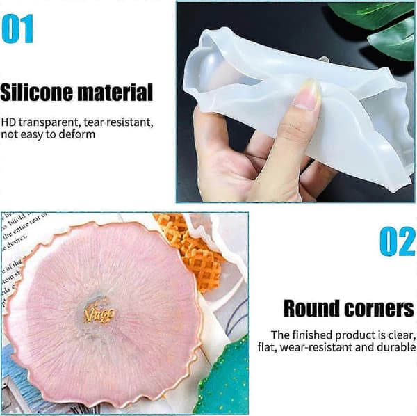 2025 Ny 4-delt epoxyharpiks silikoneform, silikone bordskånerform, til DIY kunstgipsform, betonform, Ny 2026