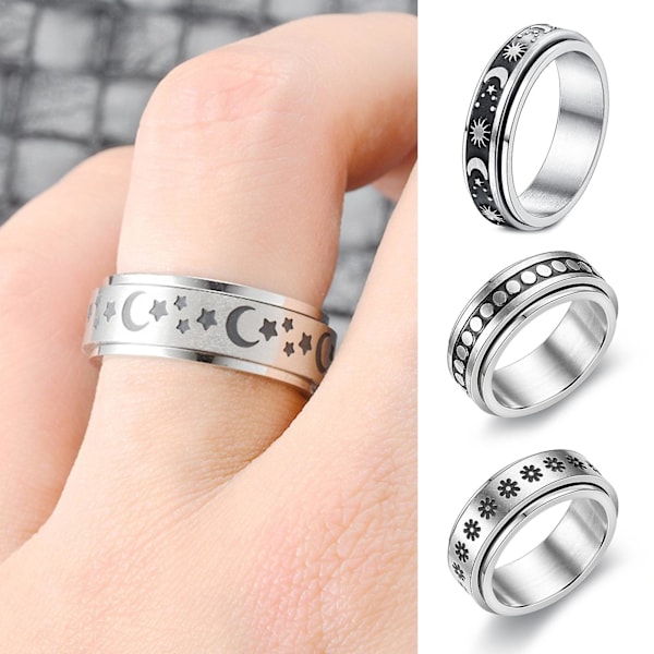 Men Finger Ring Utsökt Hip-hop Style Roterbar Portabel Knuckle Ring För fester C US 6