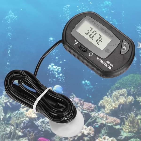 Digital LCD Akvarium Vattentermometer Kontroller Akvarietillbehör Svart
