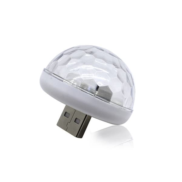 Mini bærbar USB krystallkulelys LED fargerik effekt lydkontroll scenelampe hjemmefestdekorasjon