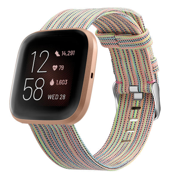 Klokkearmbånd for Fitbit Versa 2 / Versa Lite / Versa SE / Versa Stoff Nylon Erstatningsrem Metallspenne Justerbar Pustende Håndleddsbånd