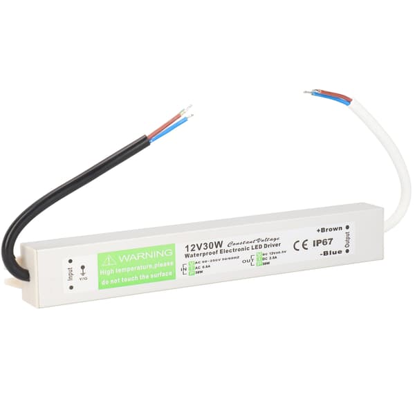 30W AC90-250V Vanntett Strømforsyning Transformator Adapter Tynn LED Driver DC12V