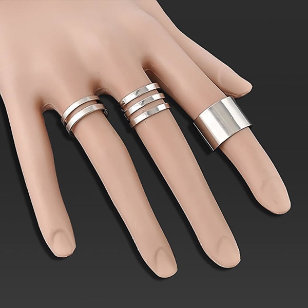 3 st/ set Mode Öppna Ringar Midi Finger Knuckle Stack Rings Berlocker Xmas Gift Silver