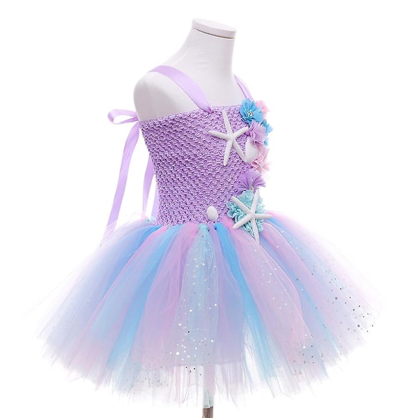 Piger Pastel Ariel Mermaid Tutu Kjole Under The Sea Theme Fødselsdagsgave 110-120cm
