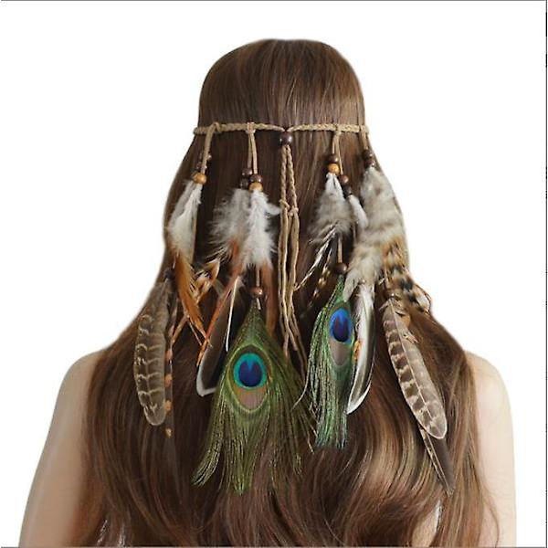 Bohemian Peacock Feather Pannband