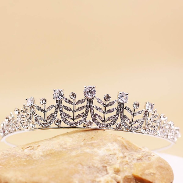 Zircon Crown Leaves tekojalokivi korut morsiamen häät tiara juhlatarvikkeet
