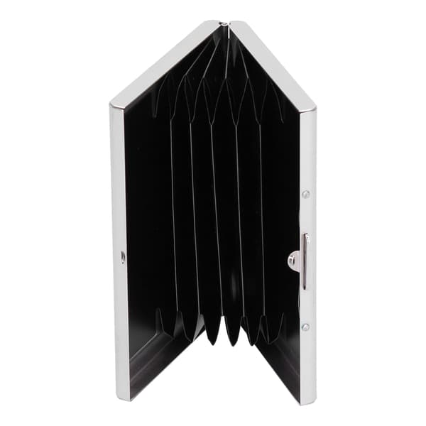 Svart Anti-Magnetisk Rostfritt Stål 6 Kort Hållare Dold Knapp PVC Foder