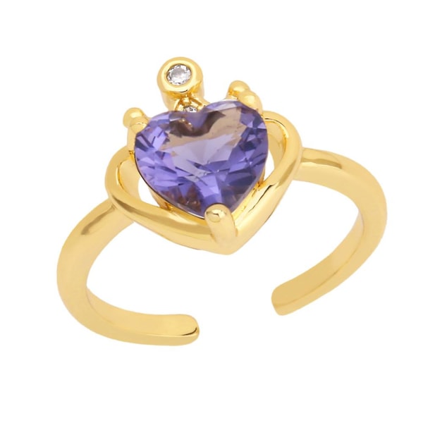 Ring Vintage Zircon Heart Stud Modesmycken Ac9402 purple