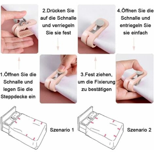 Dynebetrækclips, Lagenholder, Forhindrer sammenklumpning, Flytning, til tæppe, madras, 12 stk.