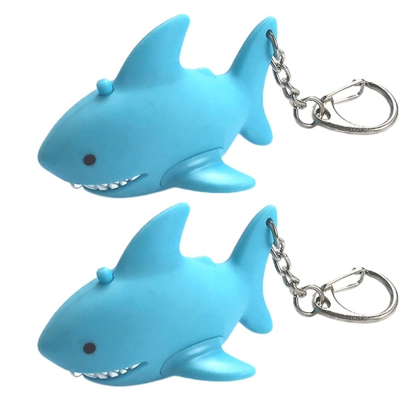 2 stk Dekorativ yndig Holdbar Praktisk Led Glødende Lyd Shark Key Pendant Venner Familie Medarbejder