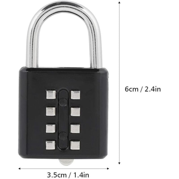 Kombinationshængelås, sikkerhedskombinationshængelås med 8-cifret kode til håndbagage
