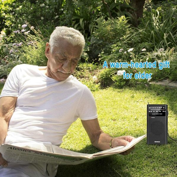 Kannettava radioasema transistori taskuradio Pieni FM AM-radio ja kaiutin (musta)