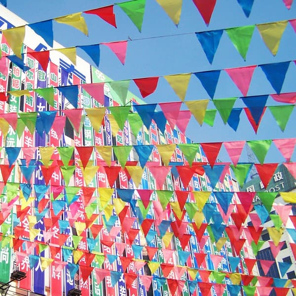 150 Fargerike Trekant Vimpel Flagg Banner Snor