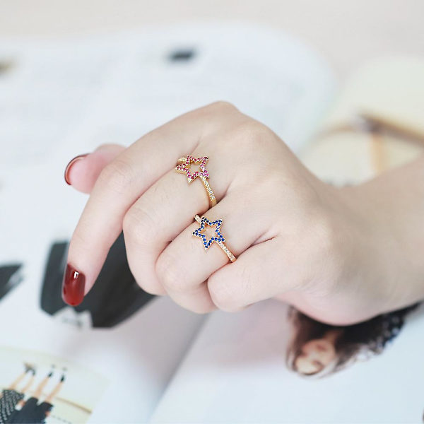 Sormus Vintage Zircon Star muotikorut Ac9123 Rose