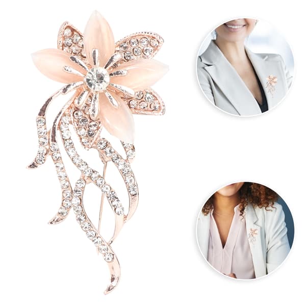 Elegant Legering Blomst Krystal Broche Dame Mode Smykke Tilbehør