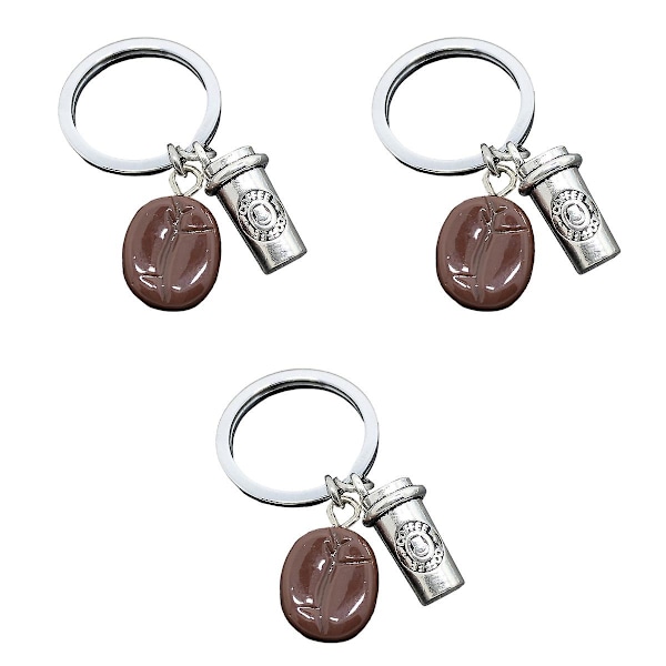 3 stk yndig kaffebønne ornament hængende kaffekop nøglering taske vedhæng
