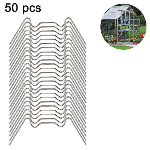 Piao rustfrit stål glaseringsclips, W Type drivhusclips, til drivhus- og hulkammerpaneler 50pcs