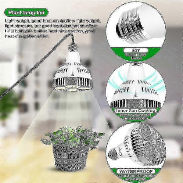 Varmhvit fullspektret E27 LED-vekstpære 35W for planter, ny 2026