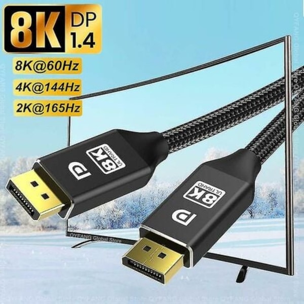 Displayport Kabel Dp 1.4 till Dp 8k 4k Kabel 144hz 165hz Display Port Adapter för Video PC Laptop TV Dp 1.2 8k Display Port Kabel - 5m