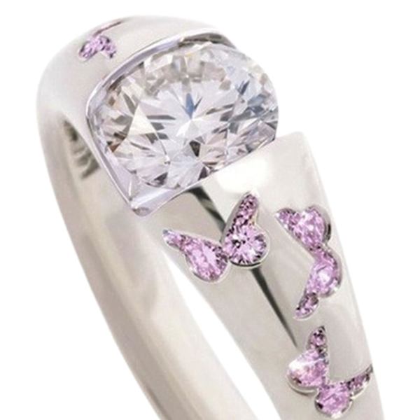 Sormus Perhoskuvio Korut Asusteet Seos Cubic Zirkonia sorminauha naisille US 6