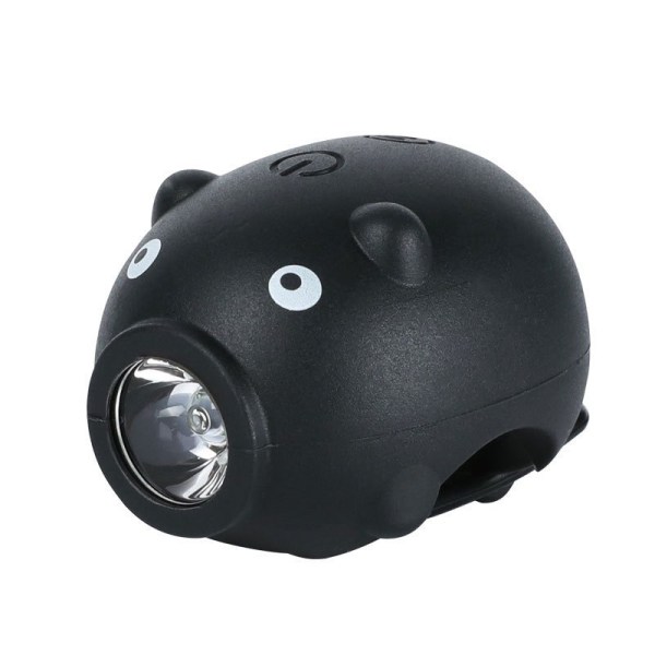 Polkupyörän tarvikkeet USB ladattava lasten pyörän valo Piggy-ajovalo (musta)