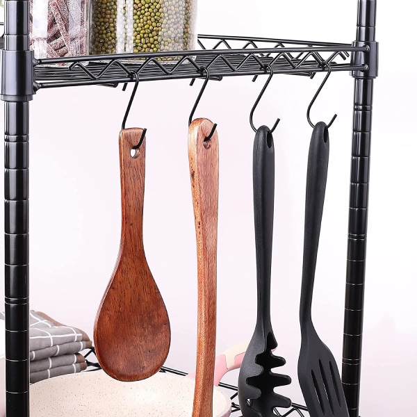 10-pack svarta S-krokar för att hänga växter, S-krokar för att hänga kläder, S-krokar i kraftigt rostfritt stål, hållbart kök