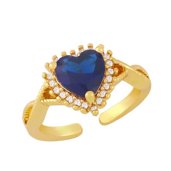 Ring Vintage Zircon Heart Stud Fashion smykker Ac10690 Blue