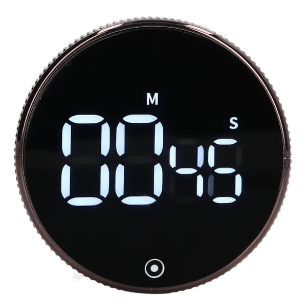 Roterende Lydløs Magnetisk Køkkentimer LED Nedtællingsstudietimer Sort