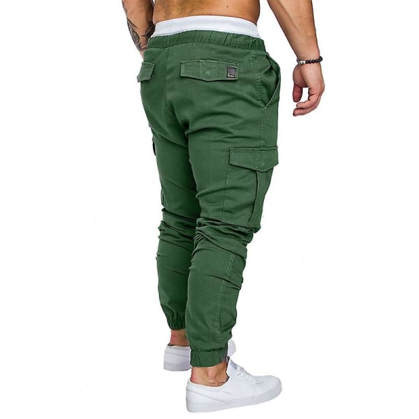 Ensfarvede joggerbukser med snoretræk til mænd Green 3XL