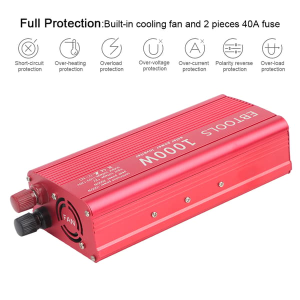 EBTOOLS 1000W 2000W Bil Power Inverter 12V DC til 110V AC med 2 udtag