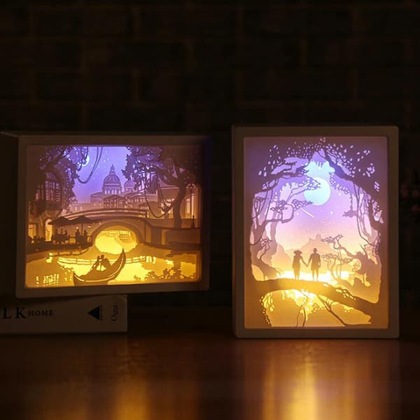 3D LED Papirklipp Lysboks Nattlampe Borddekor