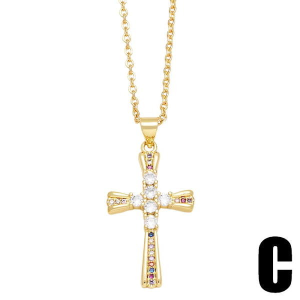 Halsband Vintage Zircon Cross Modesmycken Ac8693 C