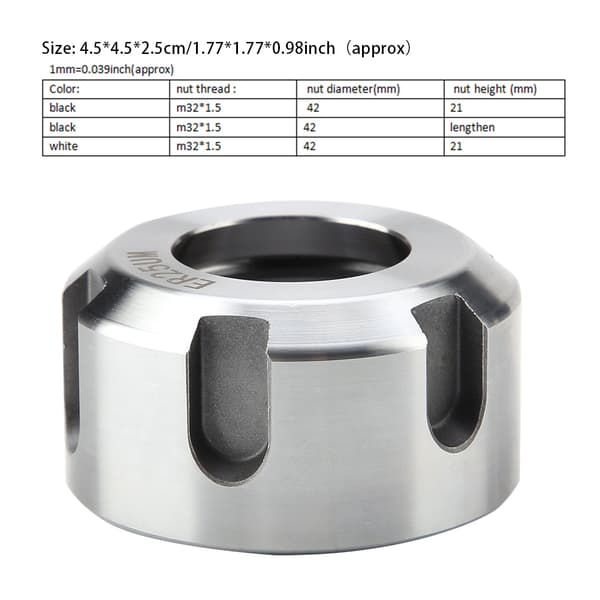 ER25U Dynamisk Balanseringsmutter Metall Spännmutter Chuckhållare Svarv Vit M32x1.5
