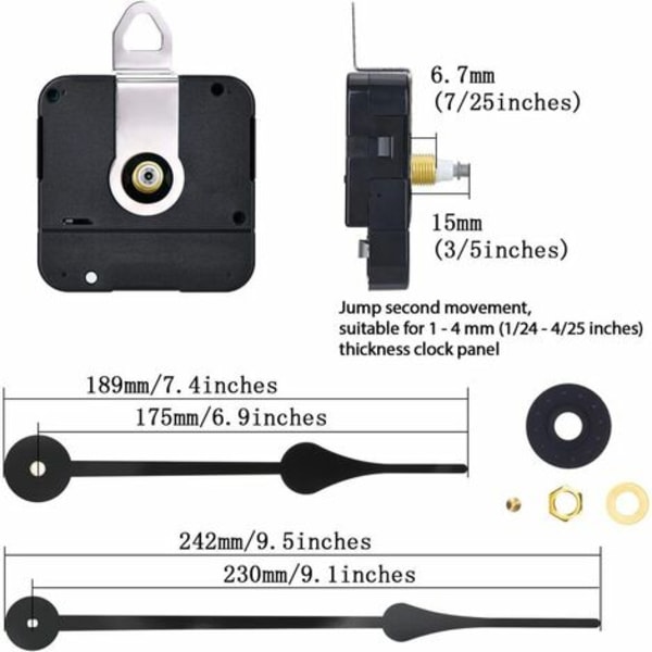 Ersättningsmekanism för klockrörelse med högt vridmoment med klockvisare för att passa urtavlor upp till 56 cm/22 tum i diameter, Superm