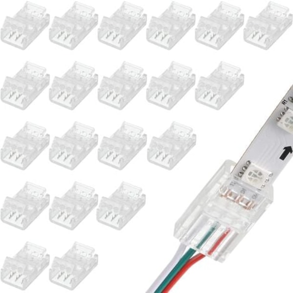 20 stycken 3-stifts LED-ljusanslutningar Wire Strip Snabbkoppling LED-förlängning 3-stifts LED-strip-kontakt 10 mm kopplingsblock Transp Track Li