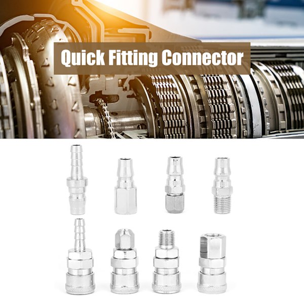 Pneumatisk Quick Connect Koblingssæt 8 Dele 1 4 Tommer Luftkompressor Slangefitting