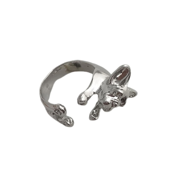 Sormussormus hieno muotoinen eloisa väriseos Vintage ranskanbulldoggisormus häänauha naiselle Silver