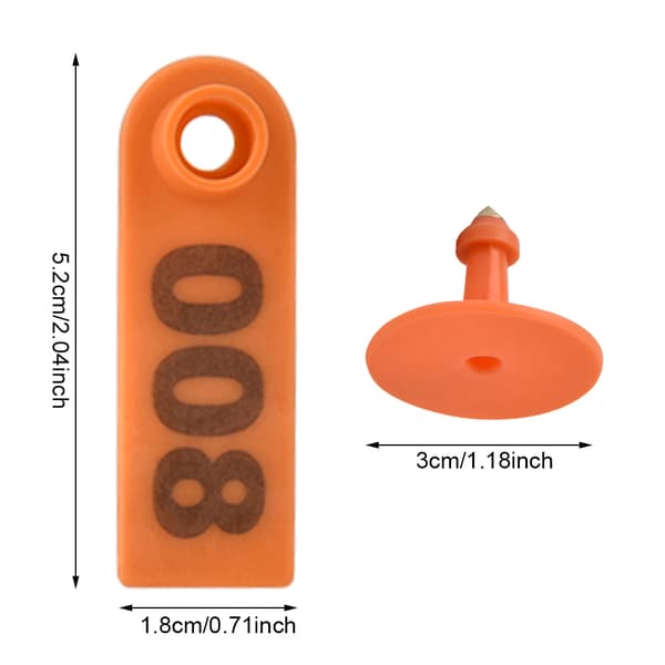 1 100 Plastnummer Öronmärke för Get Får Gris Orange