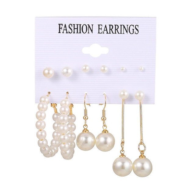 Øreringe Sæt Pearl Hoop Studfashion smykker B1978 SJ8889