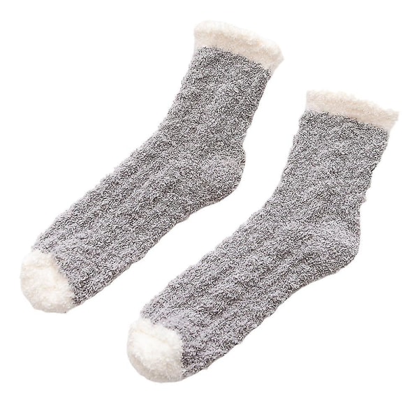 Varme, bløde sovesokker til kvinder, bløde, skridsikre vintersokker Grey 1 Pair