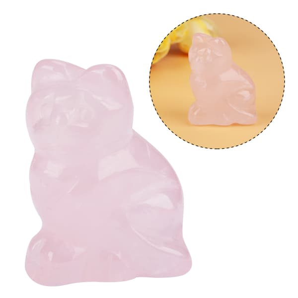 Rose Quartz Kitten Formet Helbredende Krystall Edelsten Dekorasjon