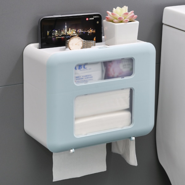 Vægmonteret tissueboks, toiletpapiropbevaring (blå)