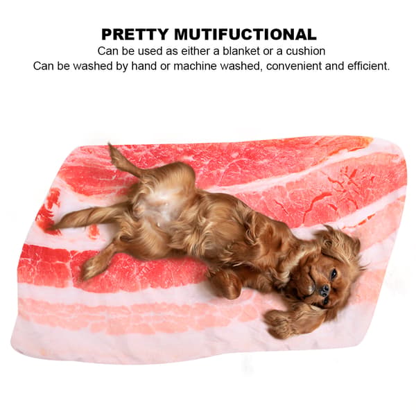 Bacon Mønster Kæledyrs Tæppe Hund Kat Pude Varm Sovende Dyr Pude