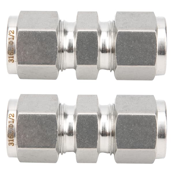 316 rustfrit stål dobbelt ferrule rørkompressionsfitting lige adapter til 1/2 tomme rør