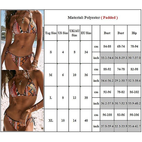 naiset Seksikäs brasilialainen set uimapuku Push Up uimapuku sivusolmio rantaasut S