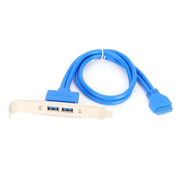 Dobbel USB-hovedkortkabel 19-pinners til dobbel port A hunforlengelse bakpanelmontering blå