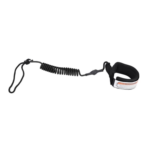 Coiled Surfbræt Leash 5mm Benline til Stand Up Paddle Board Sort