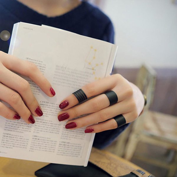 3kpl Fashion Black Stack Plain Above Knuckle Band Midi Rings Set päivittäiseen käyttöön