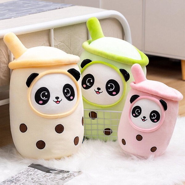 Bubble Tea Panda Plyschdocka Mjuk fylld tecknad leksak Pink 23cm